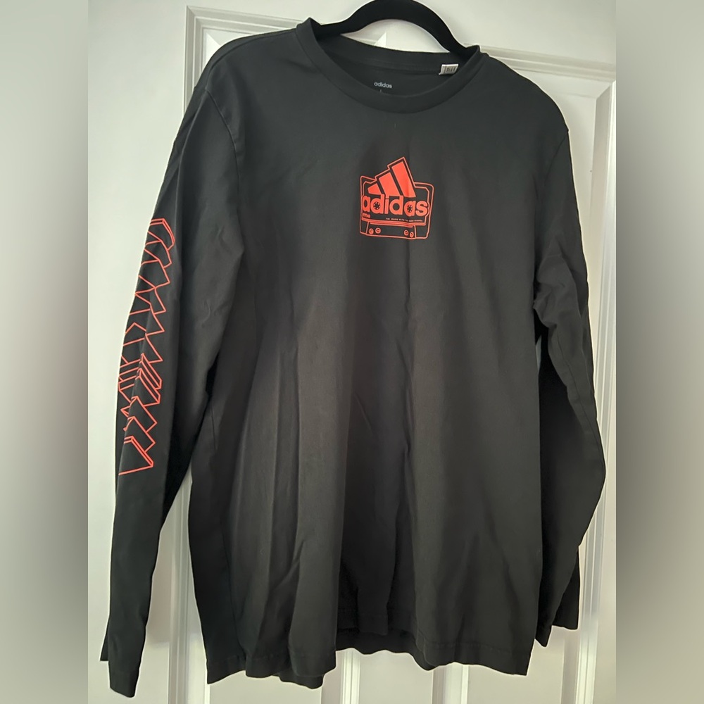 Adidas Black Long Sleeve Tee with Red Graphic
